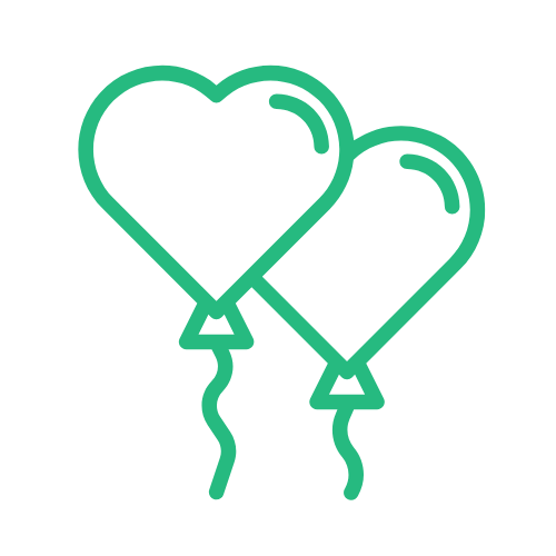 Logo hartjes ballon icoon online Programma Liefde kan je Leren wit